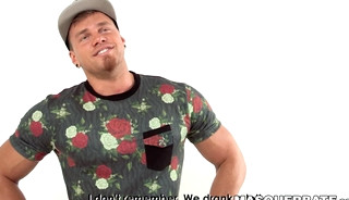 Muscular alpha male Brad strips naked after an interview