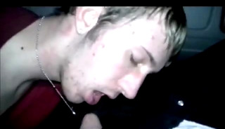 Twink sucking cock at the truck stop with CIM and swallow
