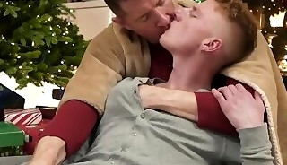 Xmas stepdaddy barebacking stepson twink by fireplace