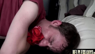 Twink Alen Jackson tied up and forced to ride huge cock