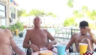 Cock hungry jocks gather around for a massive ass fuck fest