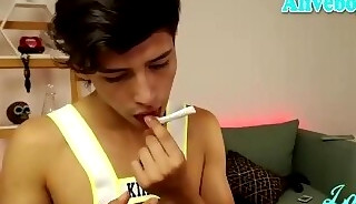 cute latino guy has fun on webcam