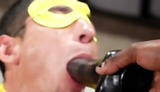 Costumed bottom IR barebacked by hunk in leather costume