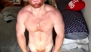 Ginger hunk seth forena bed jerks his cock until he cums