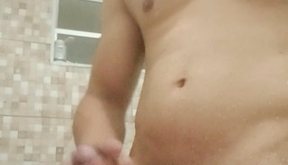 Big cock cumming in the shower