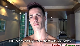 Inked amateur latin stud with big dick masturbating
