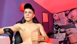 Slim guy jerking dick
