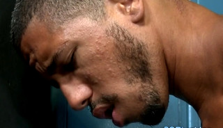 Cock sucked black hunk gets rimmed and fucked