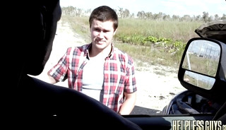 Tied up twink faced with massive dick that bangs him