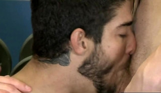 Big dick gay threesome and cumshot