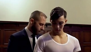 Cocksucking jock breeds bearded stepdad till making him cum