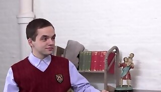 Religious catholic riding cock raw