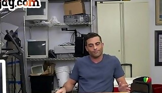 BBC gay doggyfucks his white anal hole in the office