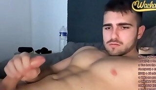 French Muscle Guy Cums 💦 on Wachabate (Free Cams)