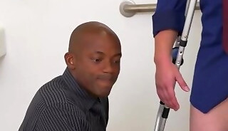 BBC bottom assfucked in the toilet by boss after cocksucking