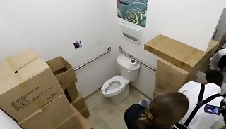 Gay pawn doggystyle banged in toilet of the pawn shop