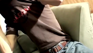 Adorable amateur straightie jacks off his cock solo and cums