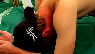 Young blond jacking off before deep anal penetration