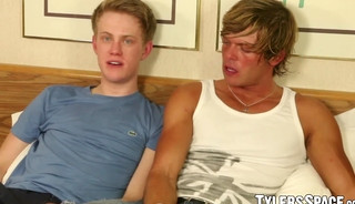 Hardcore side fucking with tanned blond jock and pale twink