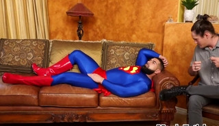 Buff superman barebacking counselor before cocksucking